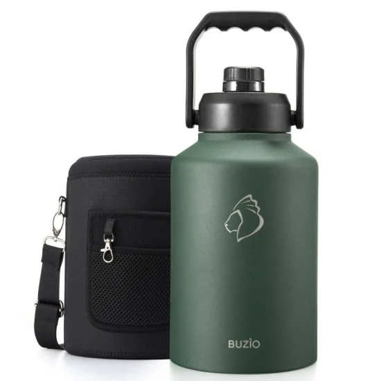 Buzio Rock Series One Gallon Jug with Spout Lid and Sleeve 3.8L - Dark Green